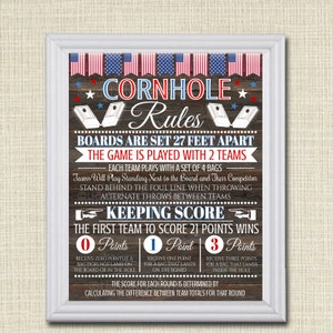 Cornhole Rules Sign, Family Outdoor Games, Bag Toss Tournament Yard Sign, Points Score Sign, Bar Leauge Rules, Printable INSTANT DOWNLOAD