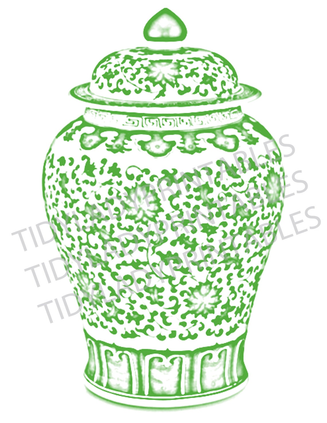 Green Ginger Jar Digital Art Prints INSTANT DOWNLOAD Green Etsy