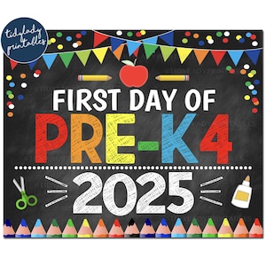 First Day of Pre-K4 Sign 2024: Chalkboard Photo Prop (Digital Download)