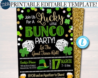 Invito alla festa di San Patrizio Bunco: dadi fortunati (modello modificabile)