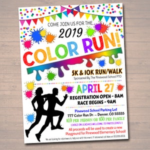 Editable Color Run Flyer: 5k/10k Race Invitation (Digital Download)