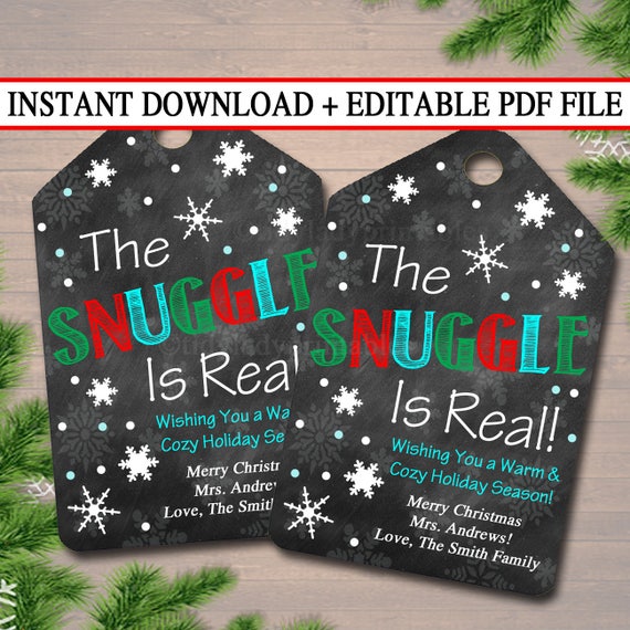 Editable The Snuggle Is Real Christmas Gift s Secret Santa Office Staff Teacher Gift Holiday Printable White Elephant Instant Download By Tidylady Printables Catch My Party