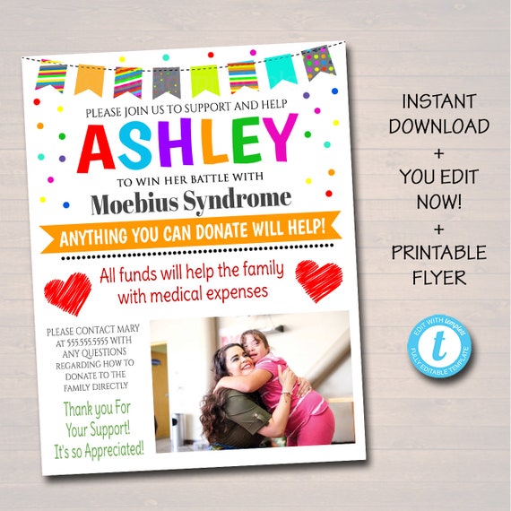 EDITABLE Kids Benefit Fundraiser Flyer Printable Charity Etsy