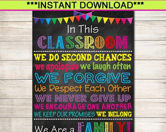Classroom Rules Poster: We Are A Family Decor (Digital Download)