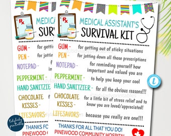 Medical Assistant Survival Kit Gift Tags: Printable Template (DIY Editable)