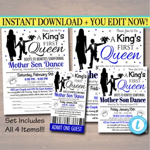 Mother Son Dance Flyer Set: King&#39;s First Queen, Editable (Instant Download)