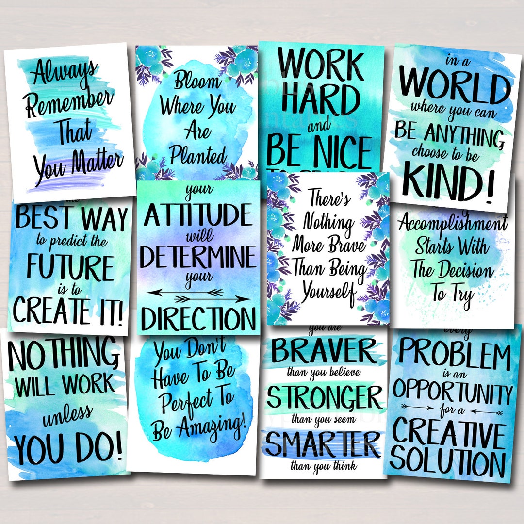 SET OF 12 Inspirational Watercolor Printable Posters, School Counselor ...