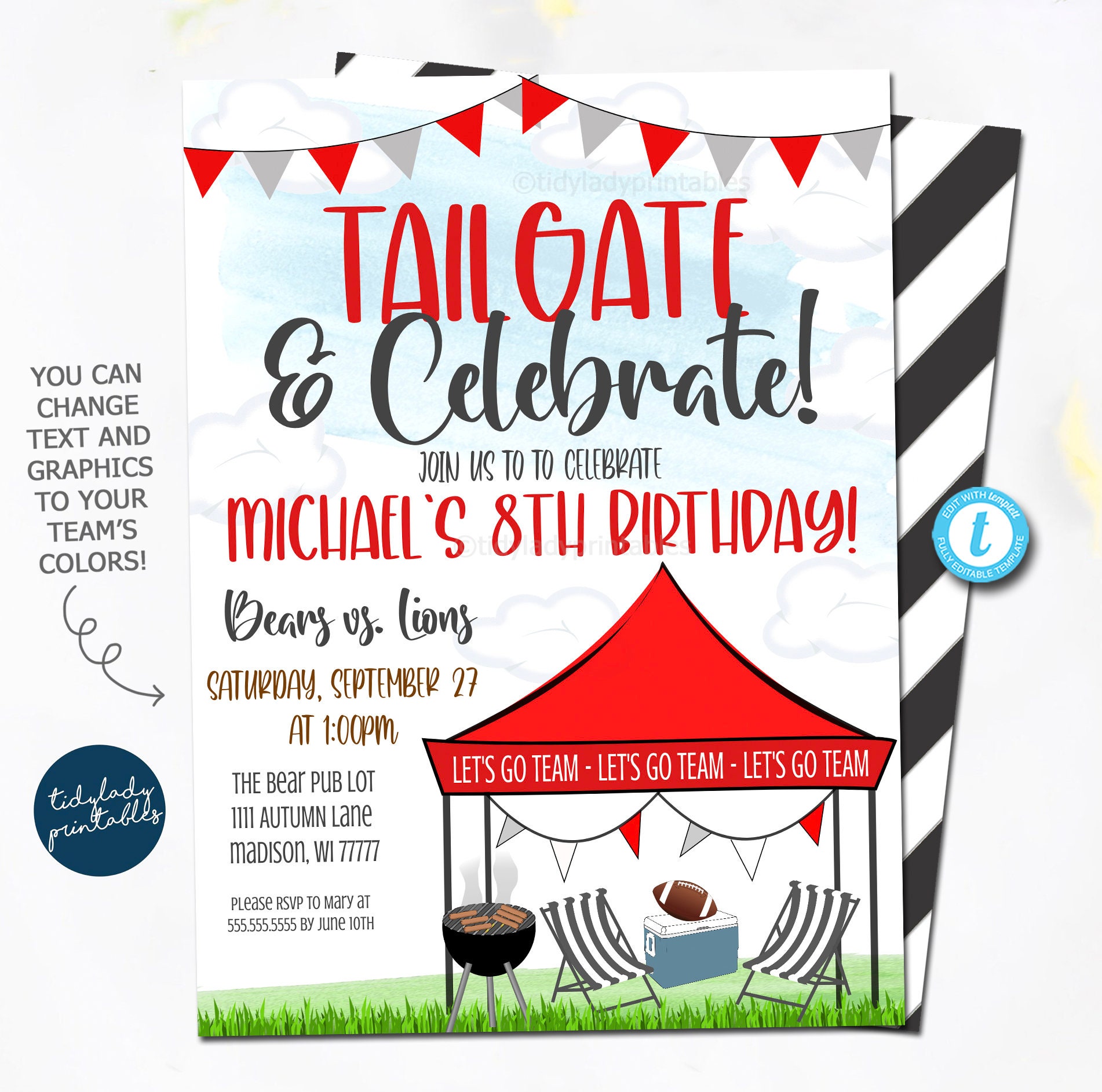 Football Tailgate Birthday Invitation Touchdown Party - Etsy