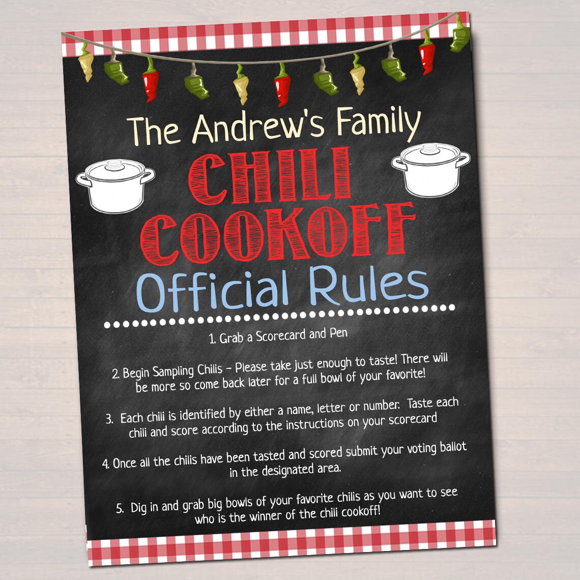 EDITABLE Chili Cookoff Voting Party Signs Picnic Decor BBQ Etsy