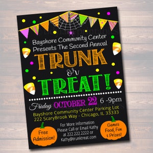 EDITABLE Trunk or Treat Flyer/Invitation Printable Halloween Invitation, Community Halloween Event, Kids Halloween, Halloween Party Invite image 2