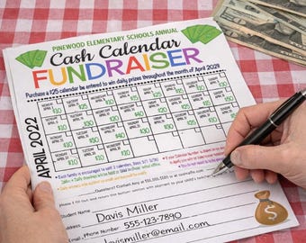 Cash Calendar Fundraiser Flyer: Editable School PTO PTA Template (Digital Download)