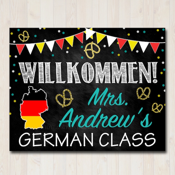 Custom German Teacher Door Sign Willkommen Printable German