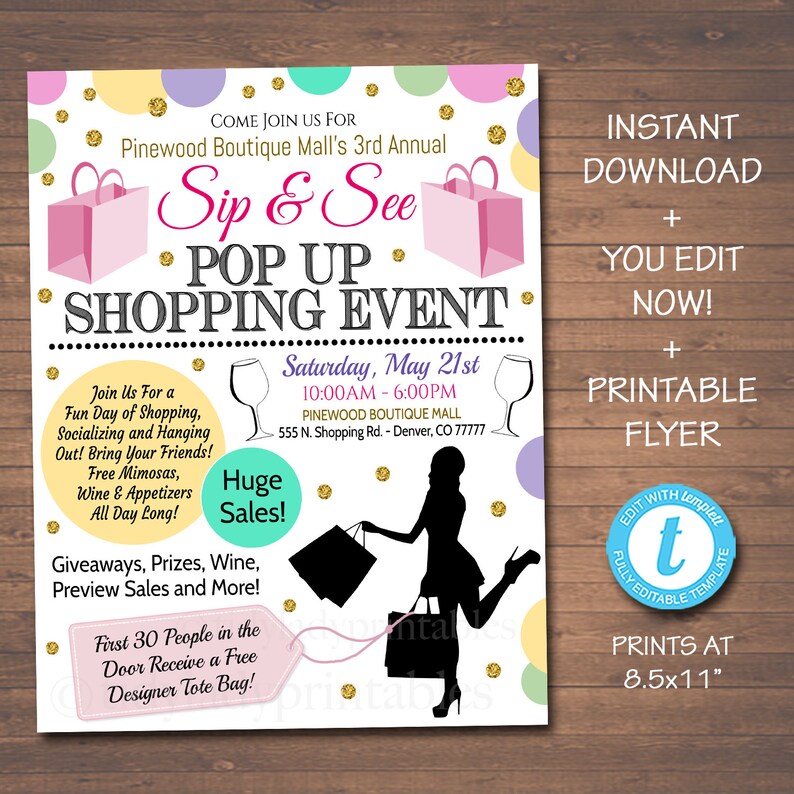 EDITABLE Pop Up Shop Flyer Grand Opening Boutique Show | Etsy