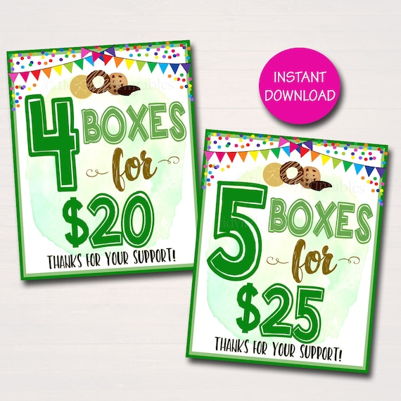Cookie Price Signs, Cookies Sold Here, Printable Cookie Drop Banner, Cookie Booth Poster, Cookie Sale, INSTANT DOWNLOAD Fundraiser Booth Il_570xn