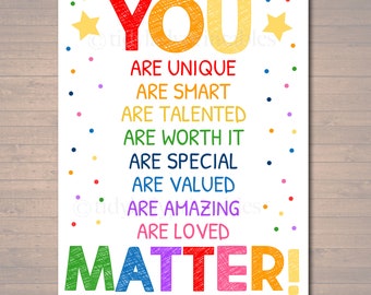 YOU MATTER Classroom Printable Counseling Office Poster - Etsy