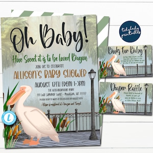 Louisiana Bayou Baby Shower Invitation, Bayou Theme Invite, Gender Neutral, Editable Baby Shower Coed Couples Shower, EDITABLE TEMPLATE