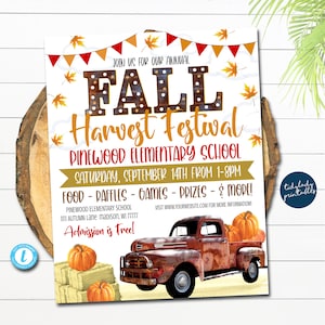 EDITABLE Fall Festival Fall Harvest Flyer/Poster Printable Halloween Invitation, Community Halloween Event, Church School Halloween Party