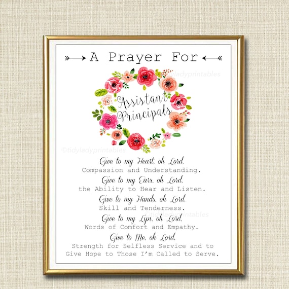 Assistant Principal Prayer Art: Floral Office Decor (Digital Download)