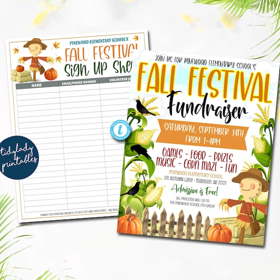EDITABLE Fall Festival Flyer and Volunteer Sign Up Form Printable Fall Harvest Party, Community Church Autumn Event Sign Up Sheet Kids Party Il_570xn