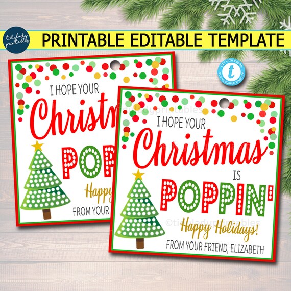 Christmas Pop It Gift Tags, Pop-It Gift Labels Merry Christmas Pop Its  Teacher Classroom Tags, Holiday Kids Toy, Non Candy EDITABLE TEMPLATE