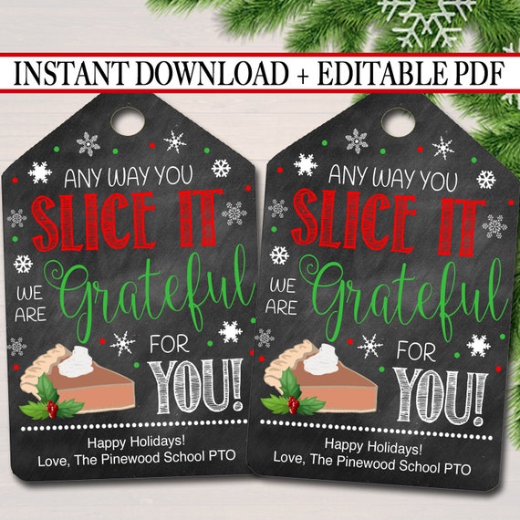 Christmas Gift Tags, Grateful For You Holiday Pie Label, Fall Staff