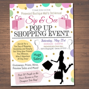 Editable Pop Up Shop Flyer: Boutique Grand Opening Invitation (Digital Download)