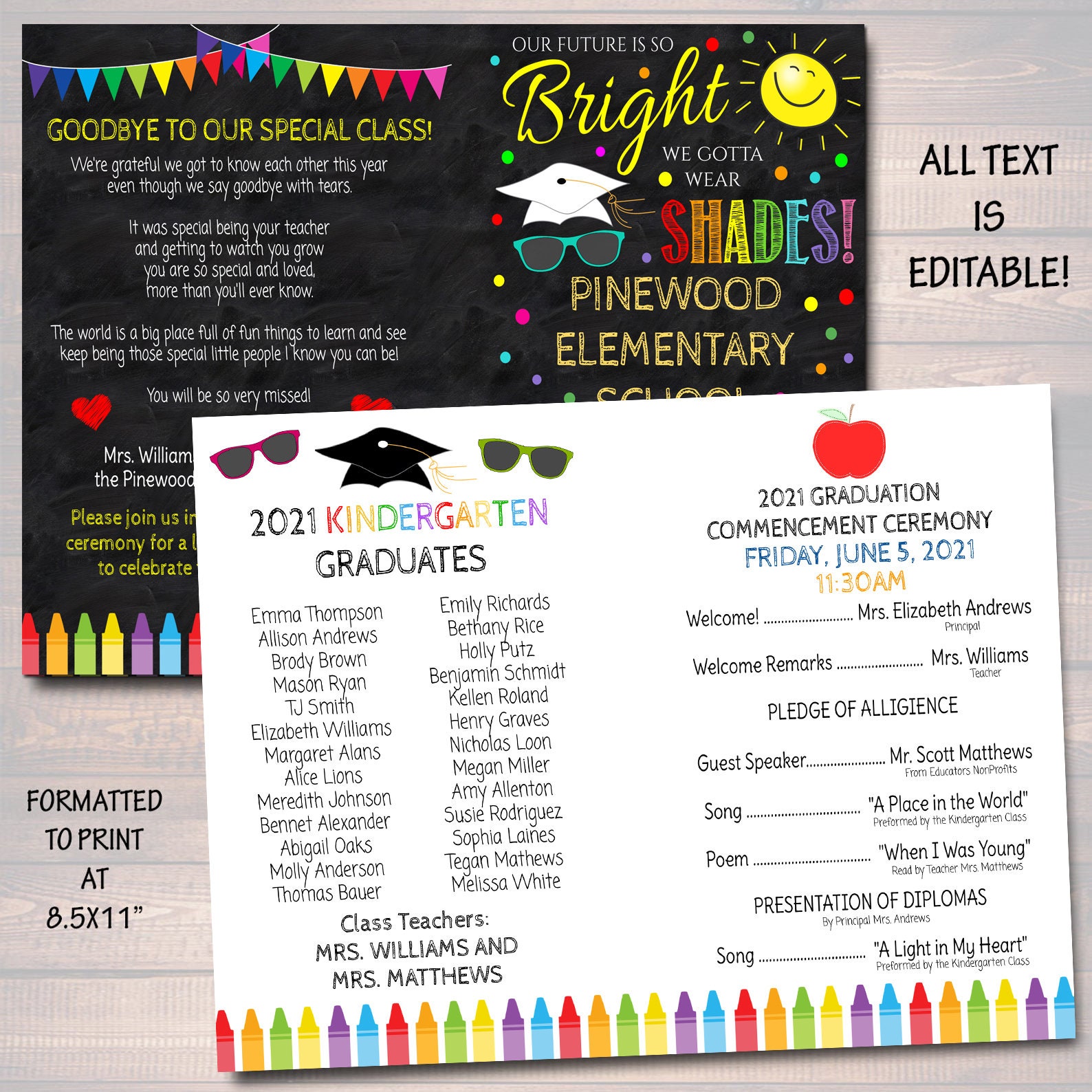 Editable School Graduation Program Template (digital Download) - Etsy