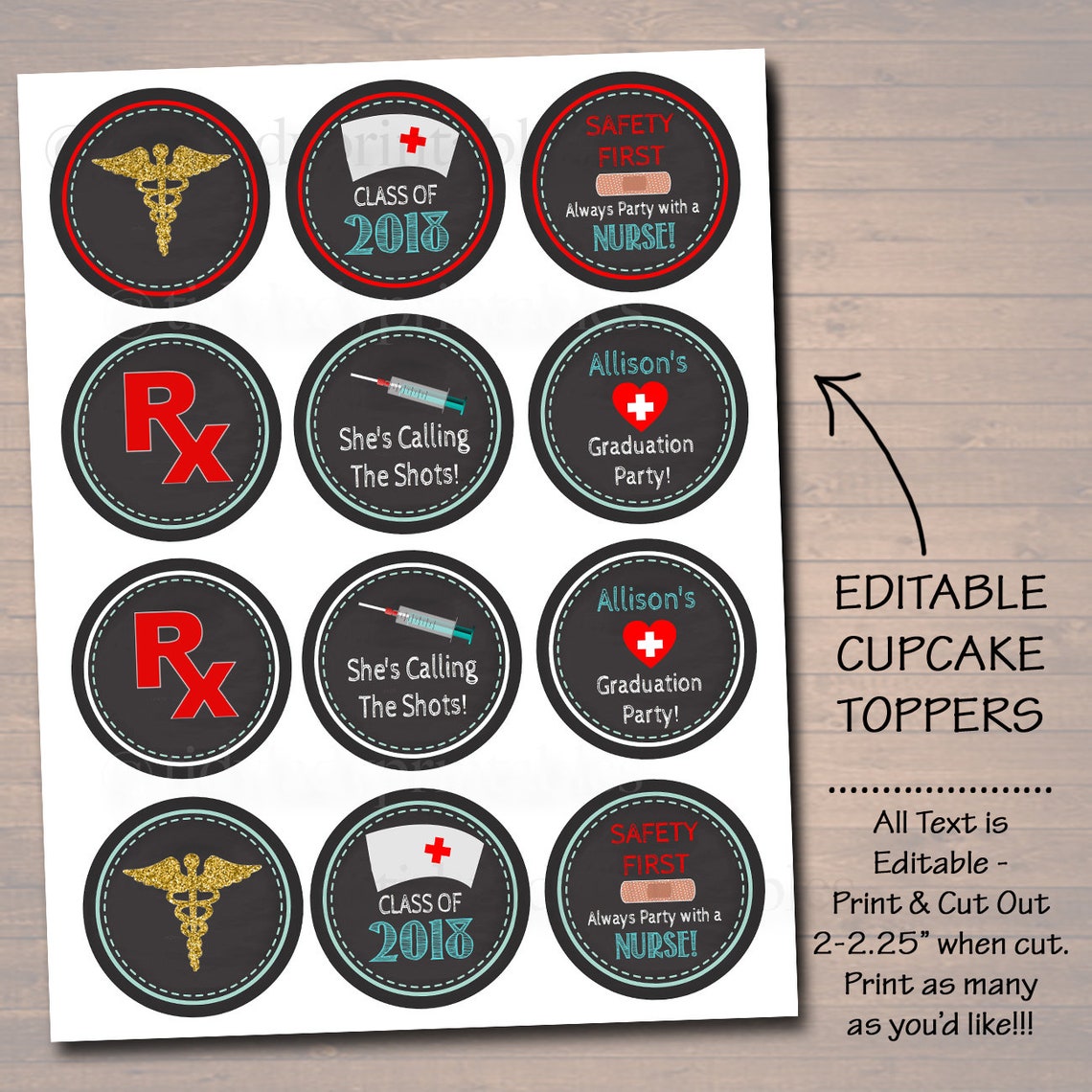 Editable Nurse Cupcake Toppers Printable Party Decor - Etsy Canada