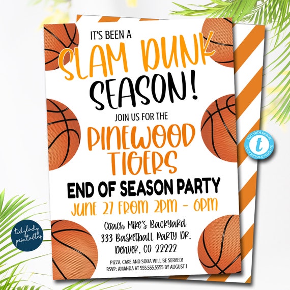 Basketball Invitation, End of Season, Slam Dunk Editable Basketball team party, Kids Sports Banquet digital Invitation, Printable TEMPLATE Il_570xn