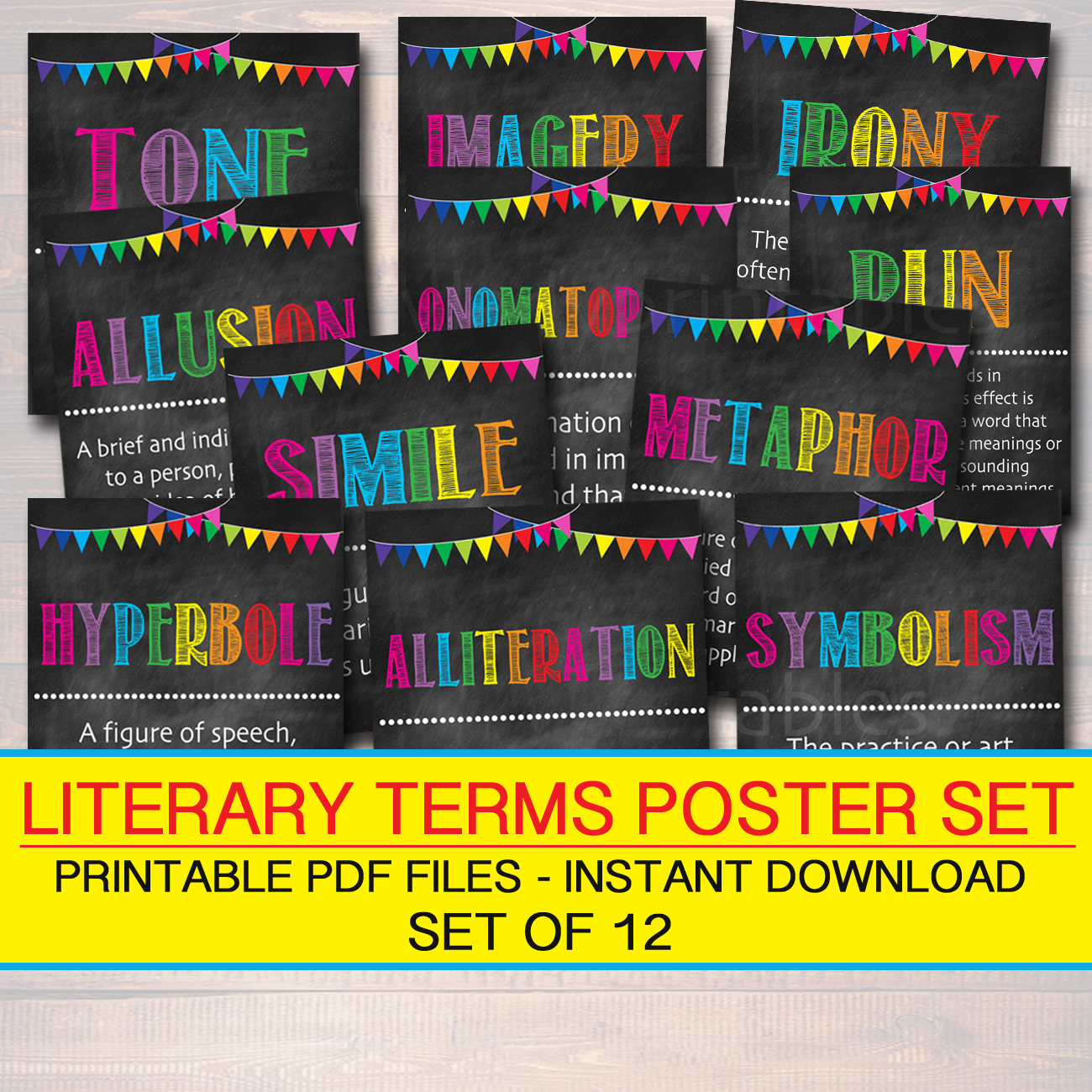 Literary Terms Poster Set: English Classroom Decor (digital Download ...