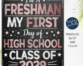 First Day of Freshman Year Sign: Back To School Photo Prop (Digital Download)