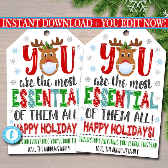 Christmas 2020 Gift Tag You Are Essential Teacher Staff Volunteer 
