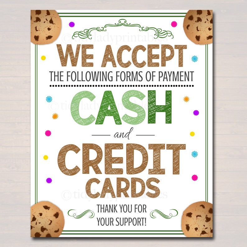 PRINTABLE Credit Card Sign Fundraising Booth Bake Sale Etsy