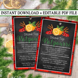 MODIFICABILE Fornello Potpourri Tag regalo di Natale, Babbo Natale segreto, Personale dell'ufficio Insegnante Regalo Vacanza stampabile, Elefante bianco DOWNLOAD immediato
