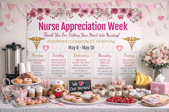Editable Nurses Week Appreciation Itinerary Poster, Medical CNA Appreciation Week, National Nurses Week Thank You Sign (Digital Download)