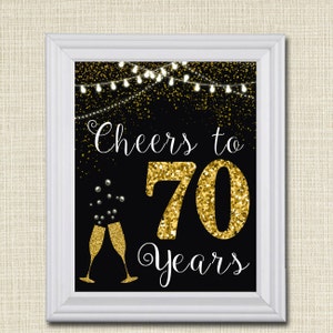 Cheers to Seventy Years, Cheers to 70 Years 70th Wedding Sign, 70th Birthday Sign, 70th Party Decorations, 70th Anniversary INSTANT DOWNLOAD image 1