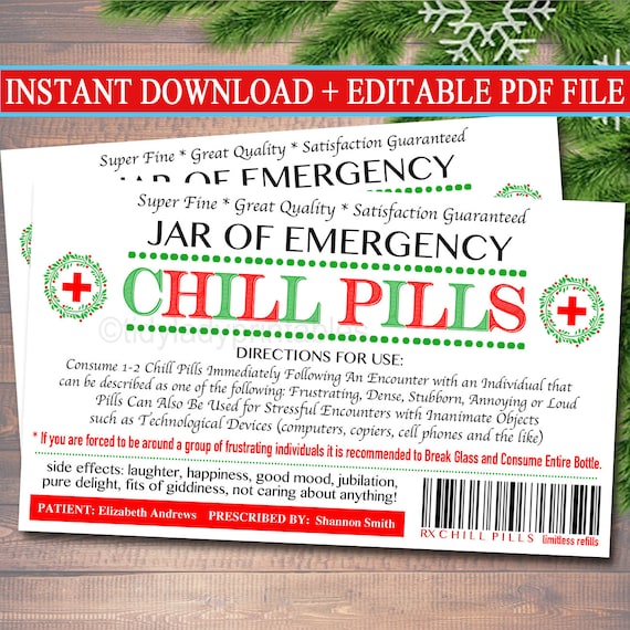 Chill Pill Printable Label Labels 2021 chill-pill-printable-label-labels-2021