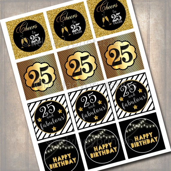 24 X 25TH BIRTHDAY ANNIVERSARY CAKE CUPCAKE TOPPERS PRINTED ON EDIBLE ICING 1172 