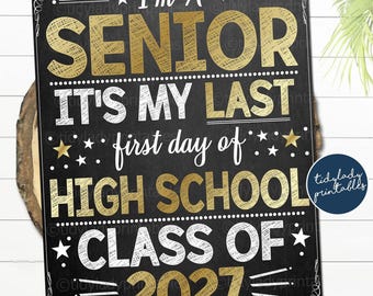 Senior Year Sign: Class of 2027, First Day of School Photo Prop (Digital Download)