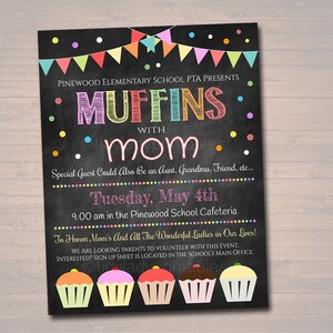 EDITABLE Muffins With Mom Set Thank You Tags, Printable PTA Flyer, Mother's Day Event, School Mom Appreciation Fundraiser Digital Invitation image 4