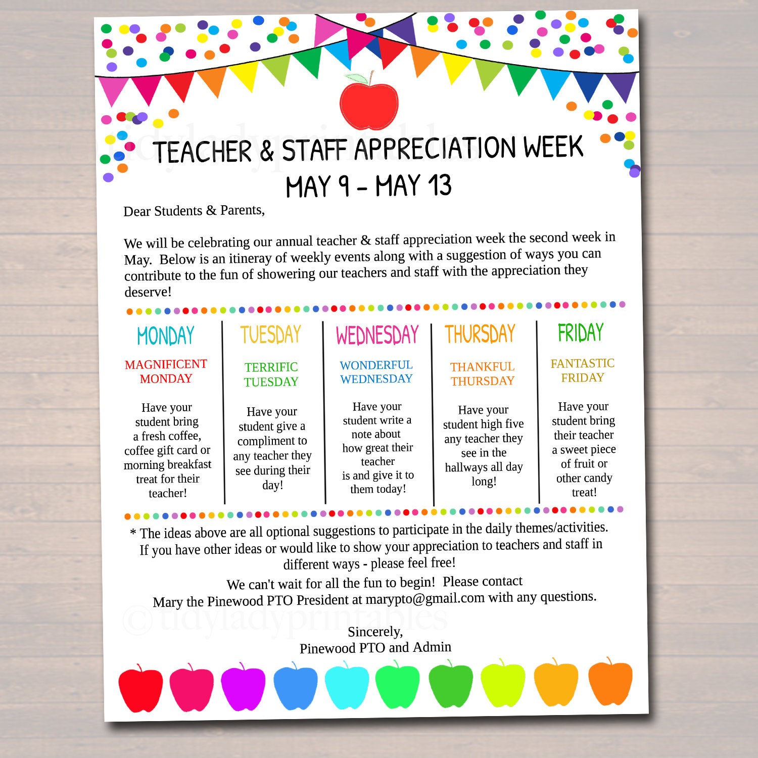 Editable Teacher Appreciation Week Newsletter Flyer, School Pto Pta ...