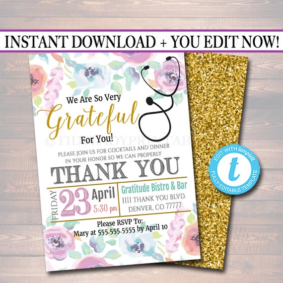 editable appreciation invitation grateful for you nurse etsy appreciation invitation