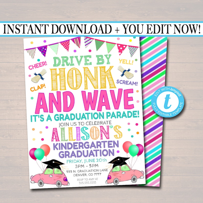 Drive By Graduation Parade Party Invitation Virtual Online image 0