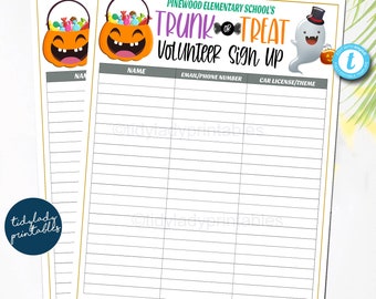 Editable Trunk or Treat Volunteer Sign Up Form (Printable)