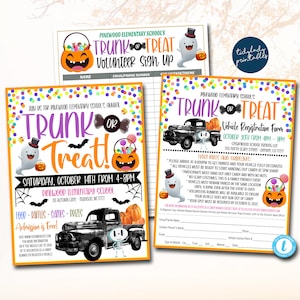 EDITABLE Trunk or Treat Flyer/Invitation Printable Halloween Invitation, Community Halloween Event, Kids Halloween, Halloween Party Invite