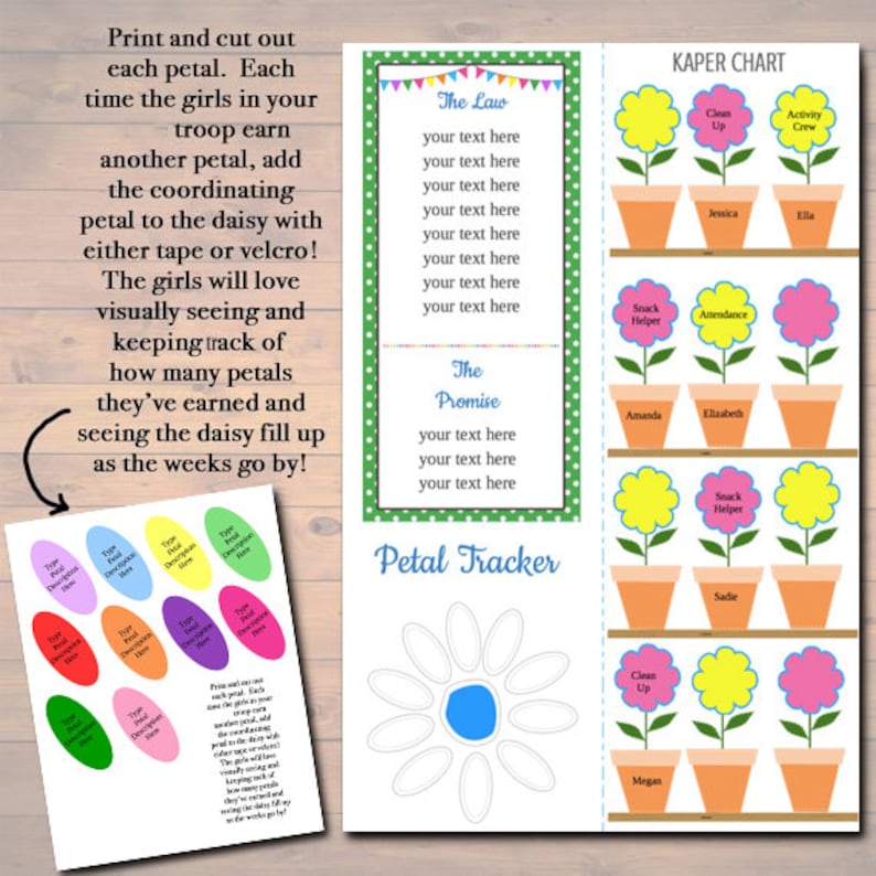 Daisy Kaper Chart & Meeting Display Board INSTANT EDITABLE Daisy Troop Leader Forms, Daisy Meetings, Welcome Printable Panels image 4