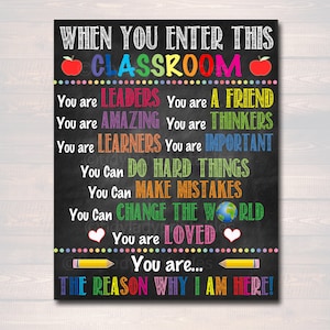 Classroom Rules Poster: Chalkboard Teacher Decor (Instant Download)