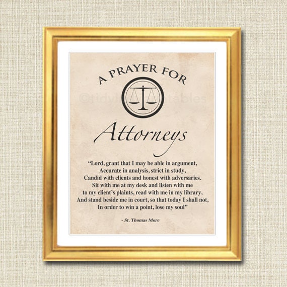 Attorney Prayer Art, Attorney Gift, Office Decor Lawyer Desk, Printable