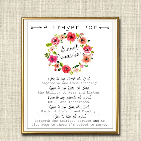 School Counselor Prayer Art, School Counselor Gift, Guidance Counselor Office Decor Wall Art, INSTANT DOWNLOAD Religious Counselor Printable