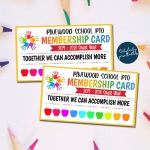 EDITABLE Membership Cards Template, Volunteer, PTO PTA Form Printable Handout, School Yearly Fundraiser Event, Instant Download Template